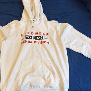 Diesel White and Red Hoodie for Men